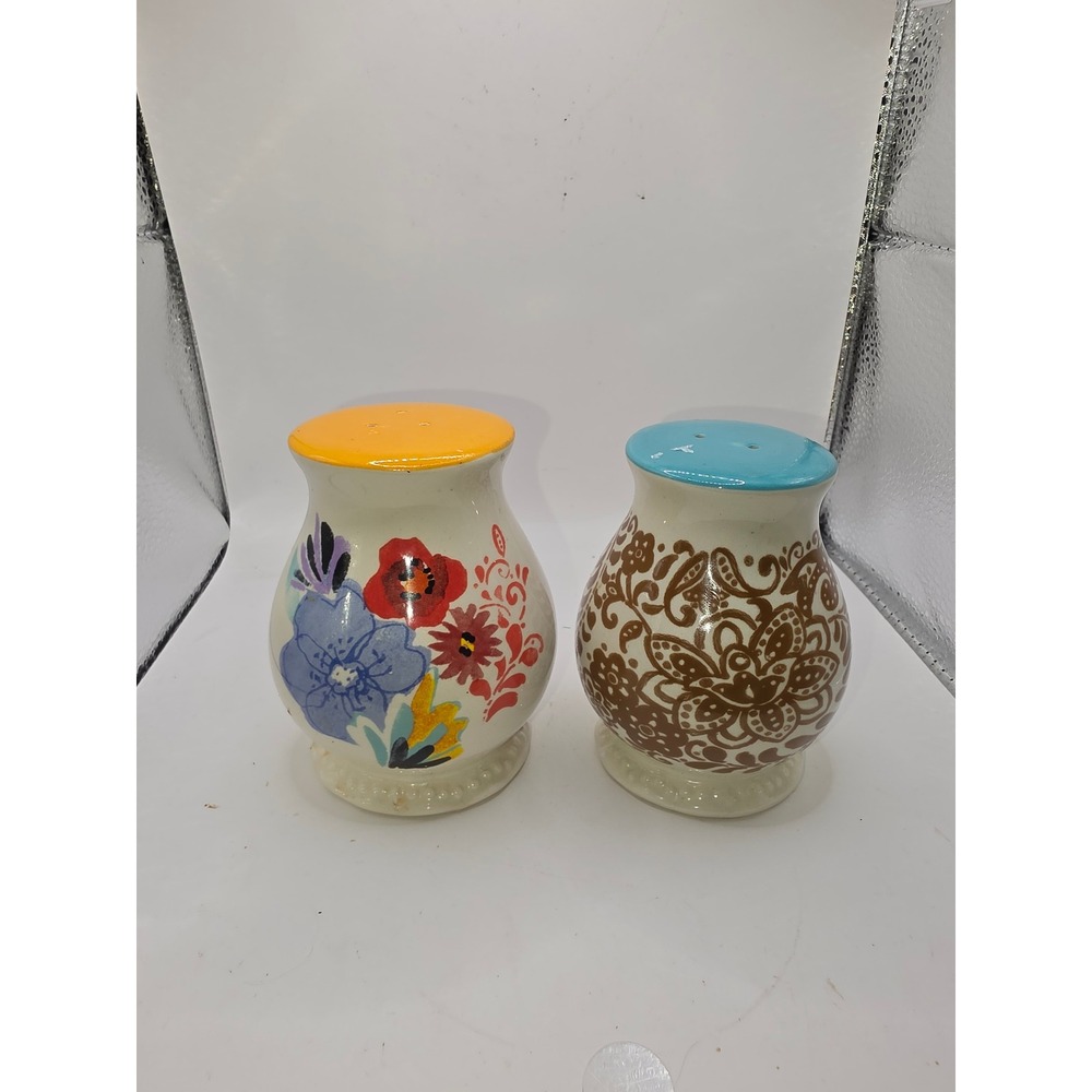 Pioneer‎ Woman Flea Market Floral and Scroll Ceramic Salt and Pepper Shaker Set